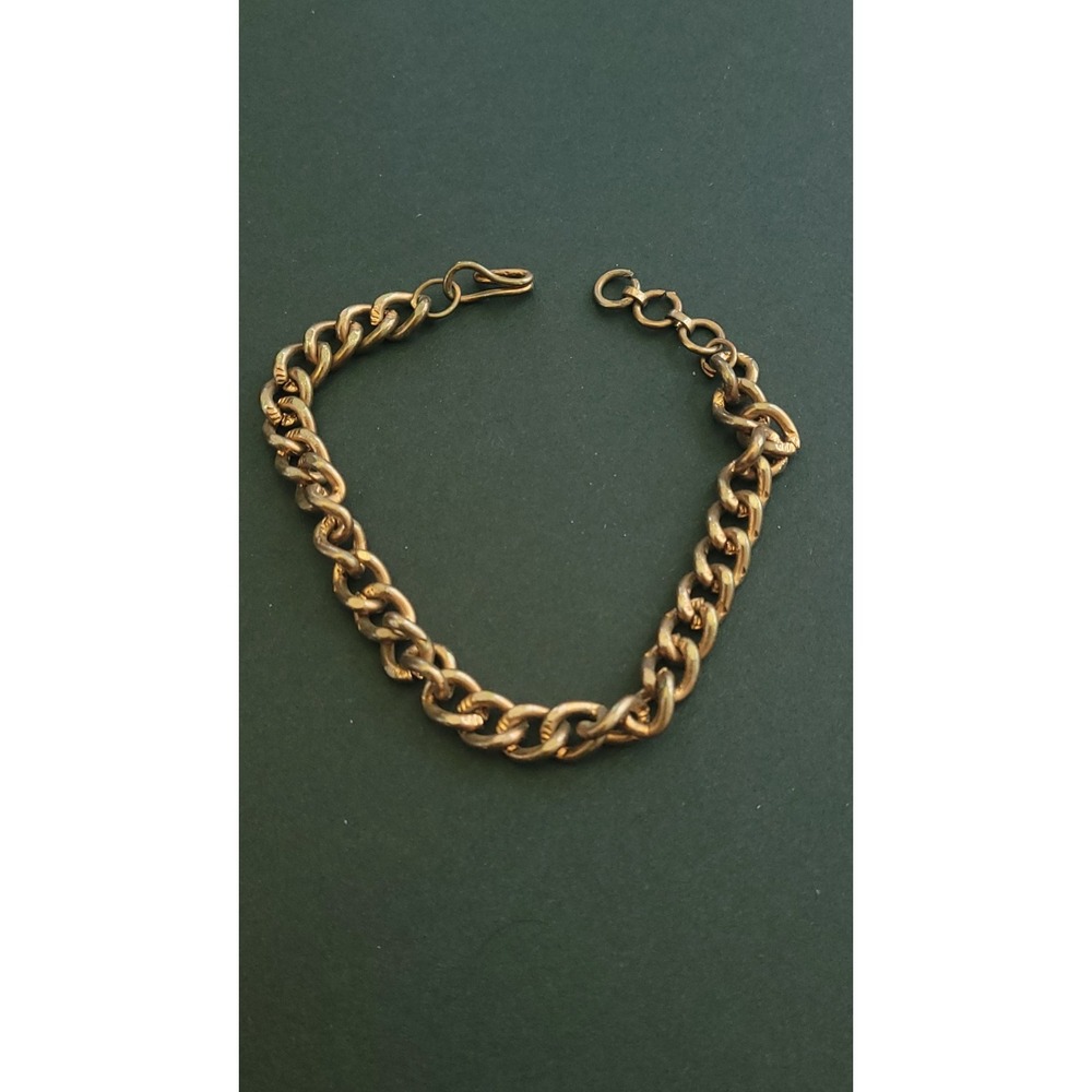 Vintage Chunky Copper Tone Curb Link Bracelet 8" 19.9g 7.7mm Hook Clasp